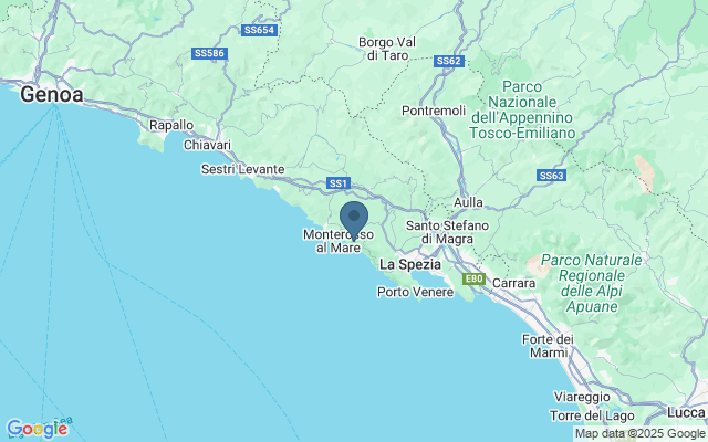 Kaart met locatie National Park Cinque Terre